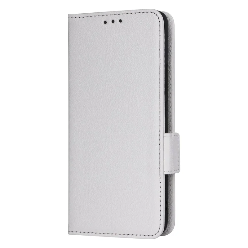 For iPhone 16e Case with Wrist Strap Litchi Texture PU Leather Wallet Phone Cover - White