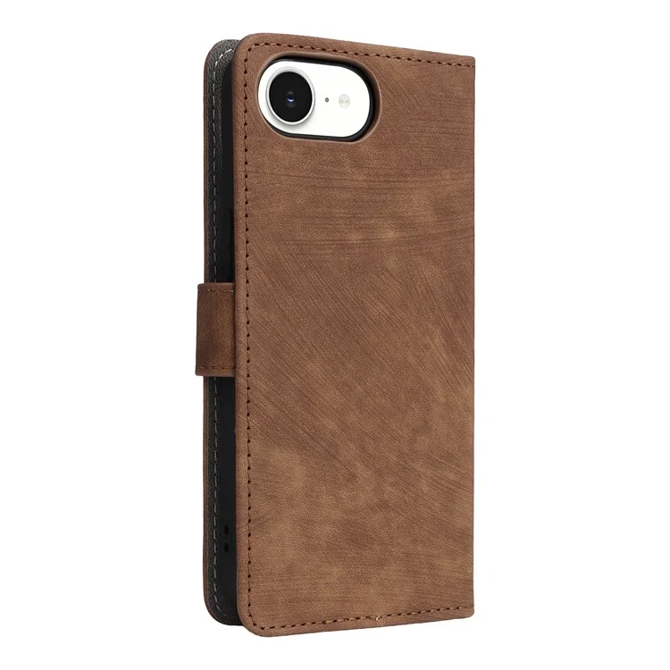 For iPhone 16e Case Wallet RFID Blocking PU Leather Cover Viewing Stand - Brown