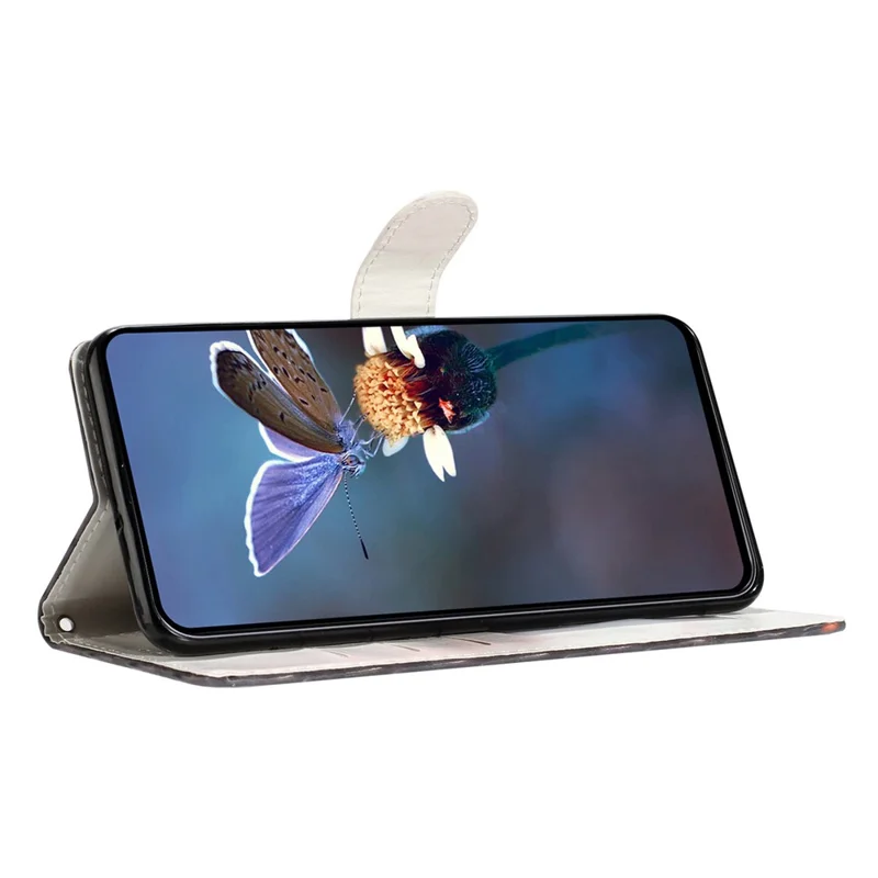 For iPhone 16e Hoesje van PU-leer Wallettelefoonhoes met 3D-patroonprint - Perzikbloesem