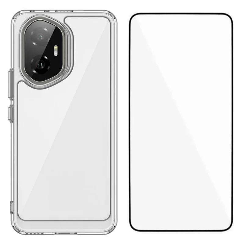 Capa WANLONFENG Série MF para Honor 300 em TPU Acrílico Transparente com Película de Vidro Temperado