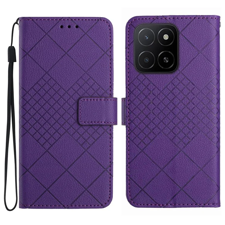 Capa Carteira For Honor X8c 4G com Estojo de Couro PU Flip Folio - Roxo Escuro