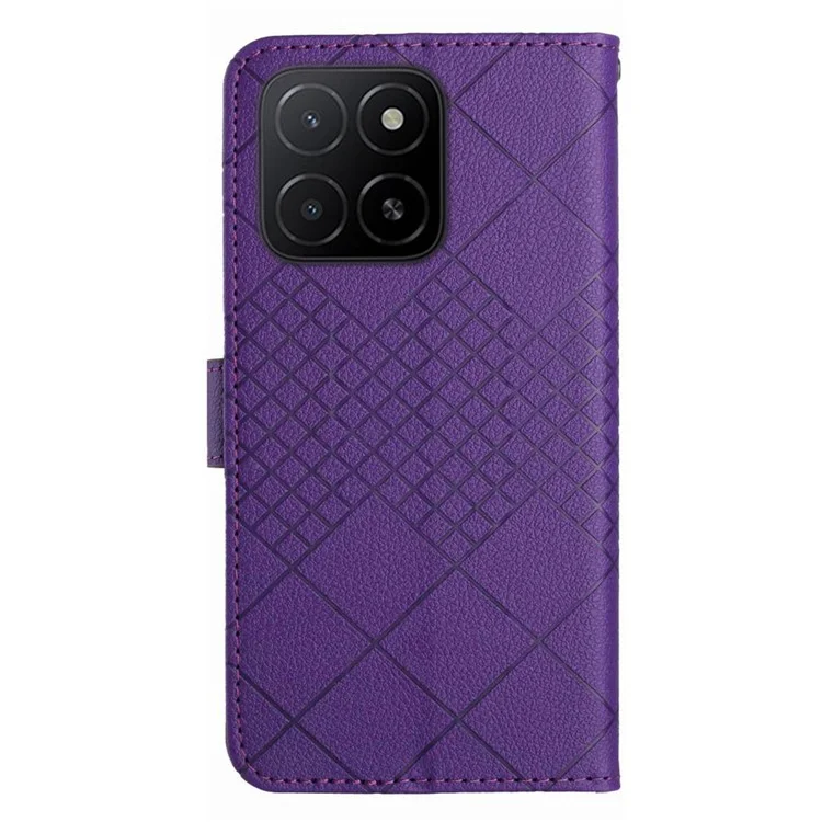 Capa Carteira For Honor X8c 4G com Estojo de Couro PU Flip Folio - Roxo Escuro