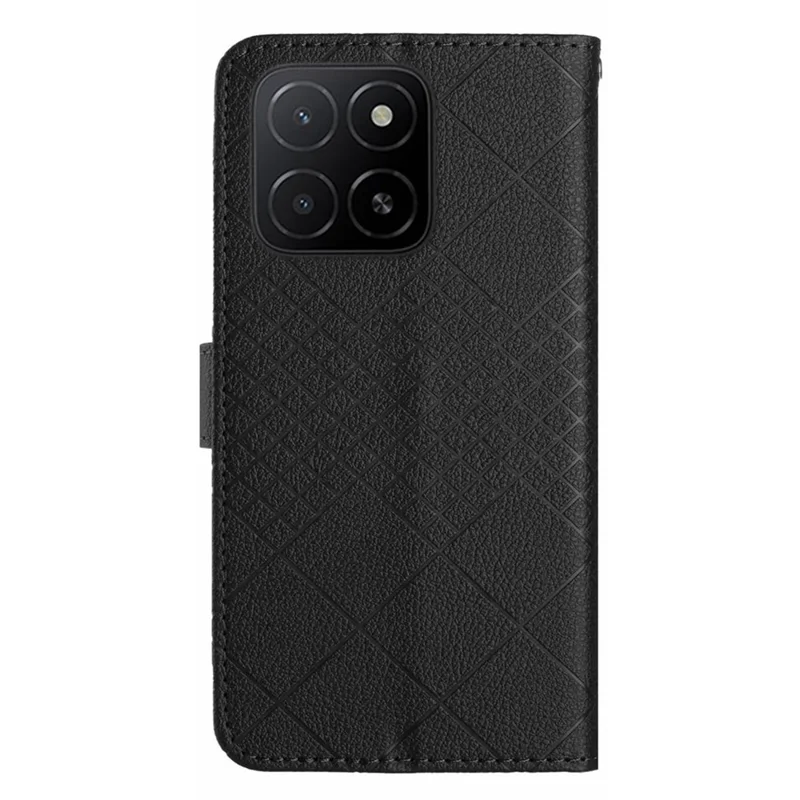 For Honor X8c 4G Wallet Phone Case Imprint PU Leather Flip Folio Cover - Black