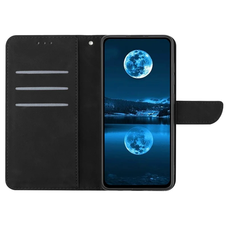 For Honor X8c 4G Case Skin Touch Lines Imprinted PU Leather Flip Phone Cover - Black