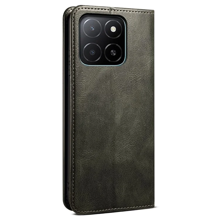 Capa para Honor X8c 4G - Estilo Crazy Horse, Couro Sintético Texturizado com Carteira e Suporte - Verde