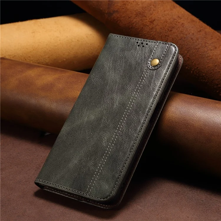 Capa para Honor X8c 4G - Estilo Crazy Horse, Couro Sintético Texturizado com Carteira e Suporte - Verde