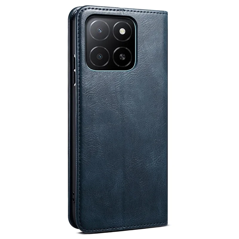 For Honor X8c 4G Case Crazy Horse Texture Waxy Leather Wallet Stand Phone Cover - Blue