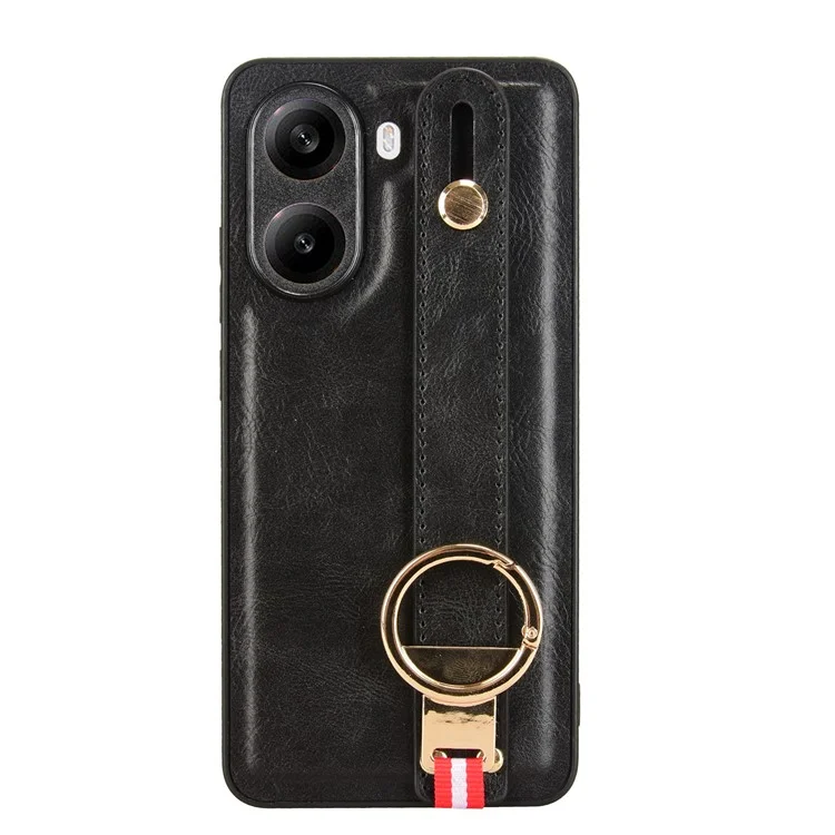 Funda para Xiaomi Poco X7 Pro 5G con Correa de Muñeca, Soporte y Abrebotellas - Piel+PC+TPU - Negro