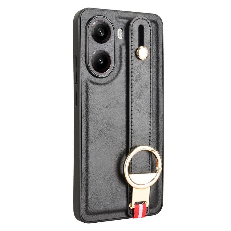 Funda para Xiaomi Poco X7 Pro 5G con Correa de Muñeca, Soporte y Abrebotellas - Piel+PC+TPU - Negro