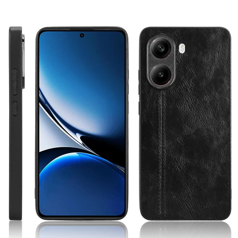 For Xiaomi Poco X7 Pro 5G Case Leather + TPU + PC Phone Cover Stitching Line - Black