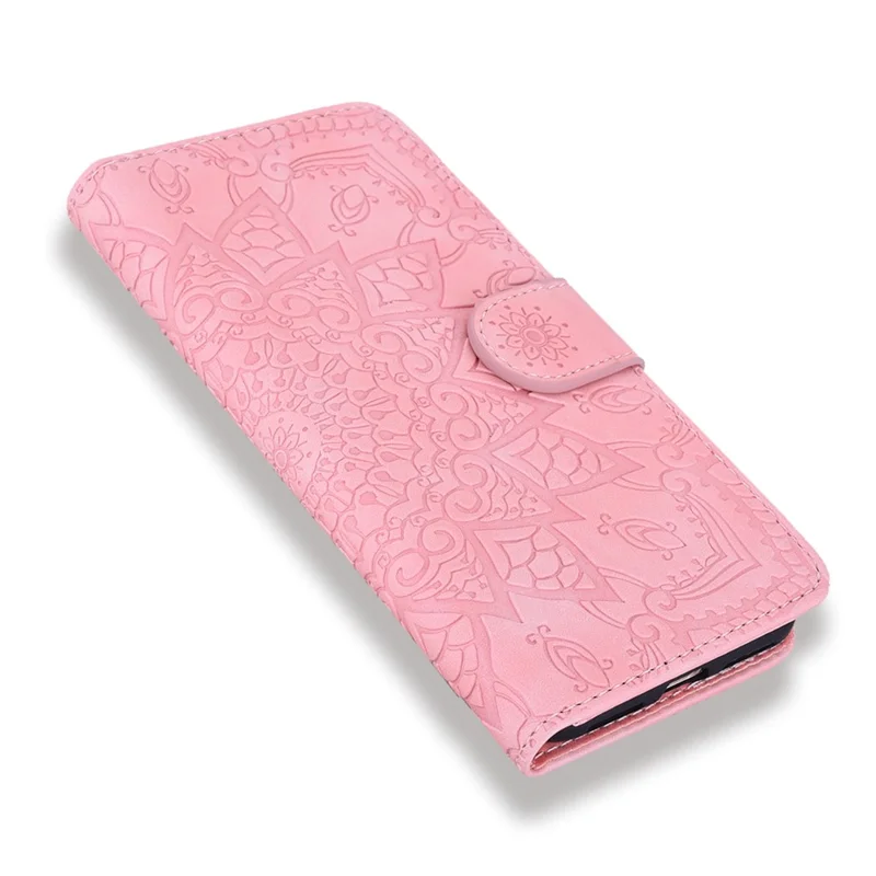 For iPhone 17e / 16e Case PU Leather Wallet Flip Phone Cover Flower Imprinted - Pink