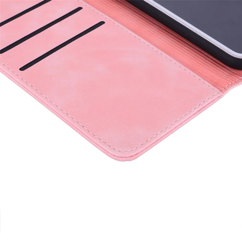 For iPhone 17e / 16e Case PU Leather Wallet Flip Phone Cover Flower Imprinted - Pink