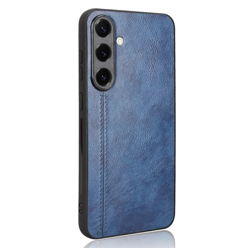 Voor Samsung Galaxy S25 Hoesje Leer + TPU + PC Telefoonhoesje Met Steeknaden - Blauw