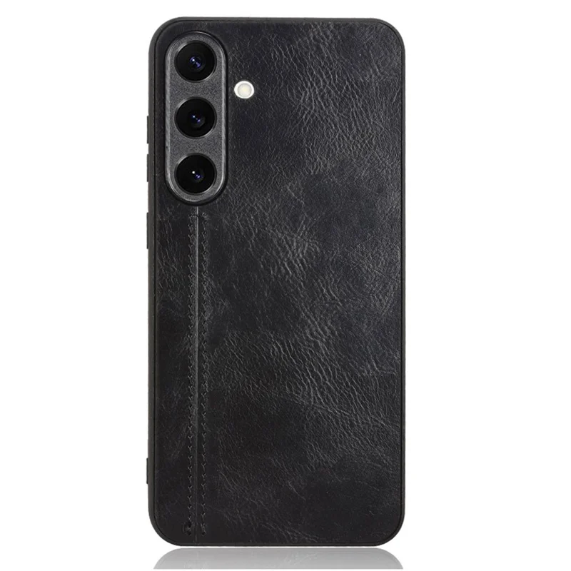 Voor Samsung Galaxy S25+ Hoesje Leer + TPU + PC Telefoonhoesje Met Steeknaden - Zwart