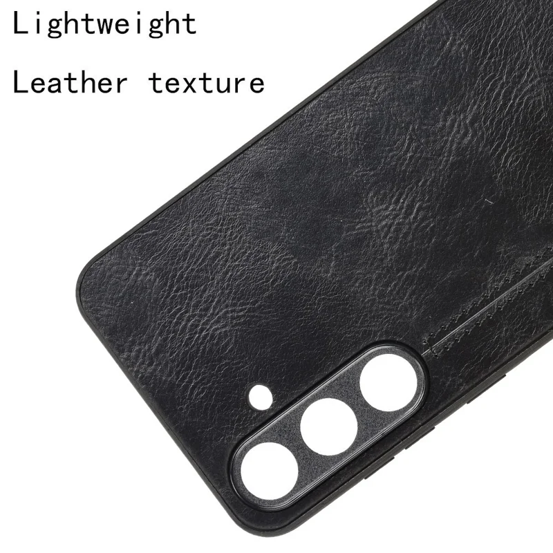 Voor Samsung Galaxy S25+ Hoesje Leer + TPU + PC Telefoonhoesje Met Steeknaden - Zwart