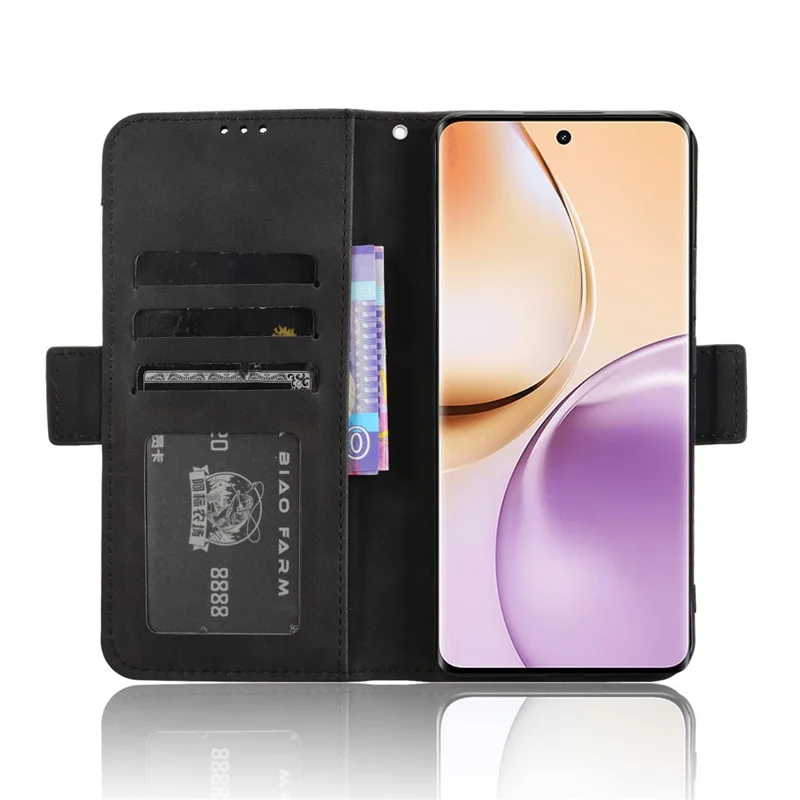 Voor Realme 14 Pro 5G Leren Hoesje Telefoonportemonnee met Meerdere Kaartvakken - Zwart