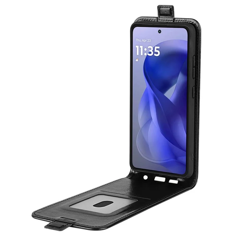 Funda para Motorola Moto G Power (2025) con ranuras para tarjetas, tapa vertical de piel - Negro