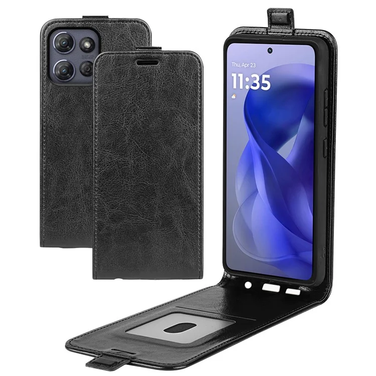 Funda para Motorola Moto G Power (2025) con ranuras para tarjetas, tapa vertical de piel - Negro
