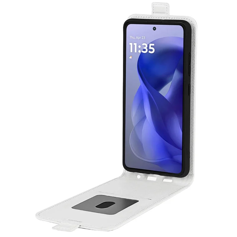 For Motorola Moto G Power (2025) Case with Card Slots Vertical Flip Leather Phone Cover - White