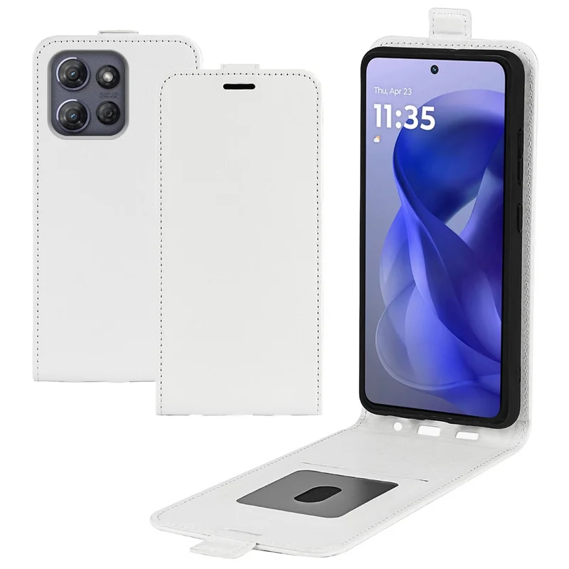 For Motorola Moto G Power (2025) Case with Card Slots Vertical Flip Leather Phone Cover - White