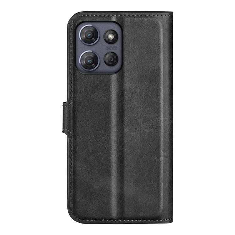 Funda con Soporte para Motorola Moto G Power (2025) - Cuero Textura de Becerro Antiarañazos, Color Negro
