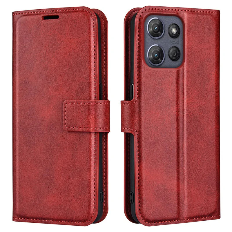 For Motorola Moto G Power (2025) Stand Case Anti-Scratch Calf Texture Leather Phone Cover - Red