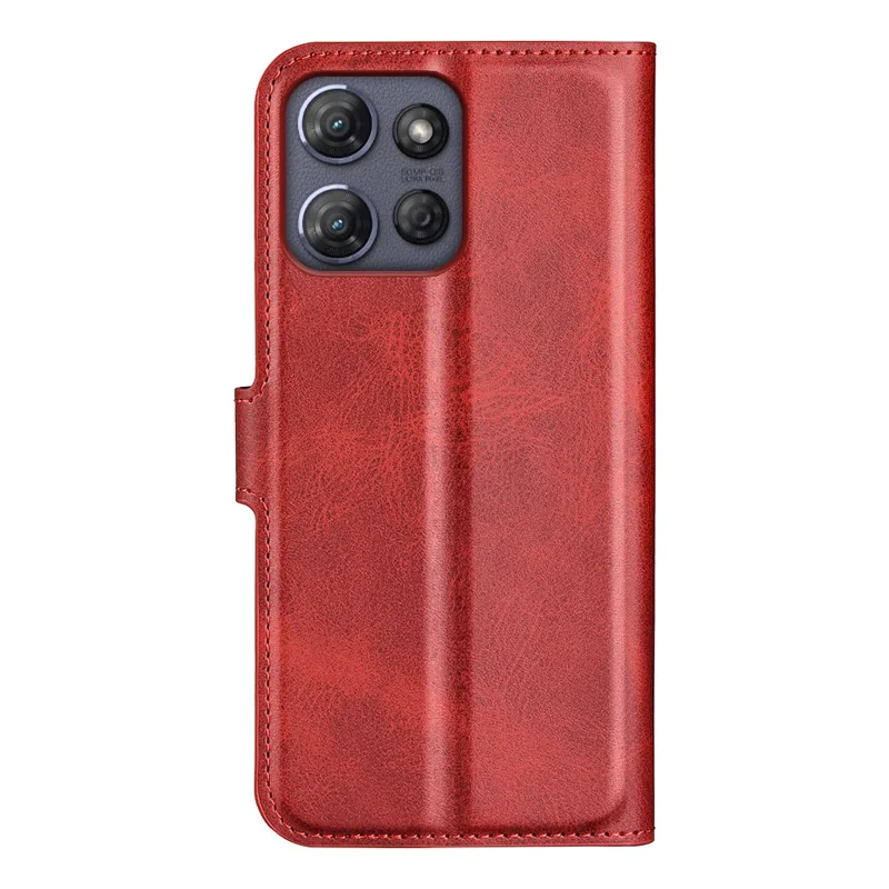 For Motorola Moto G Power (2025) Stand Case Anti-Scratch Calf Texture Leather Phone Cover - Red