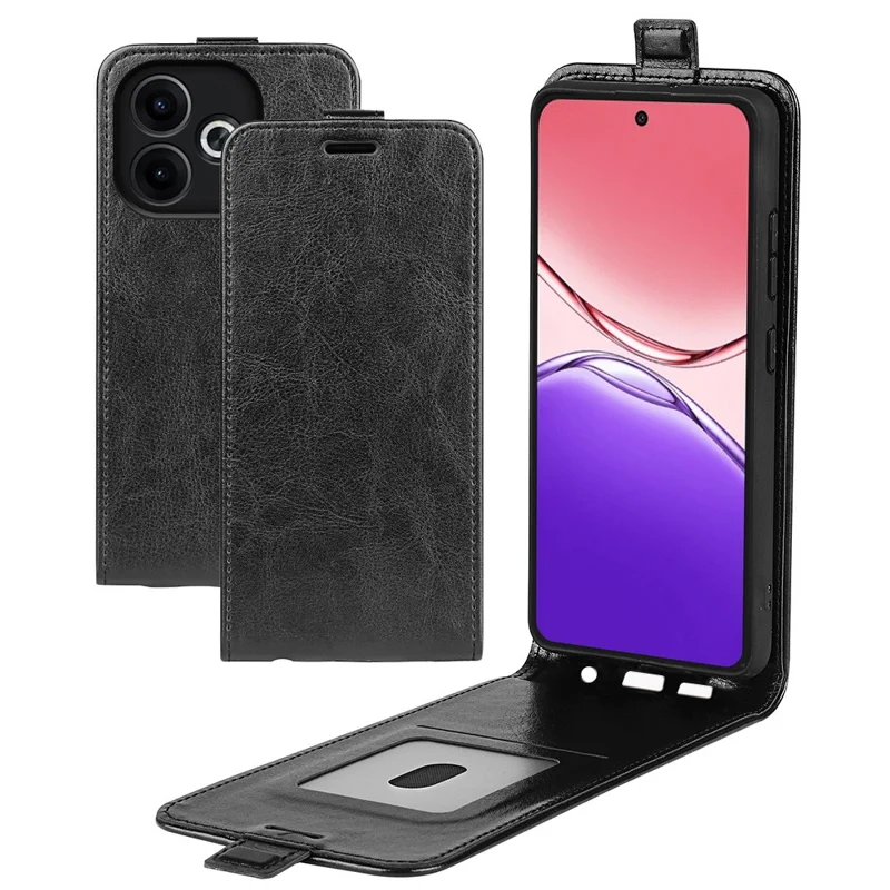 For Oppo A5 Pro 4G (Global) / 5G (Global) / A5 Energy 5G (China) Case with Card Slots Vertical Flip Leather Phone Cover - Black