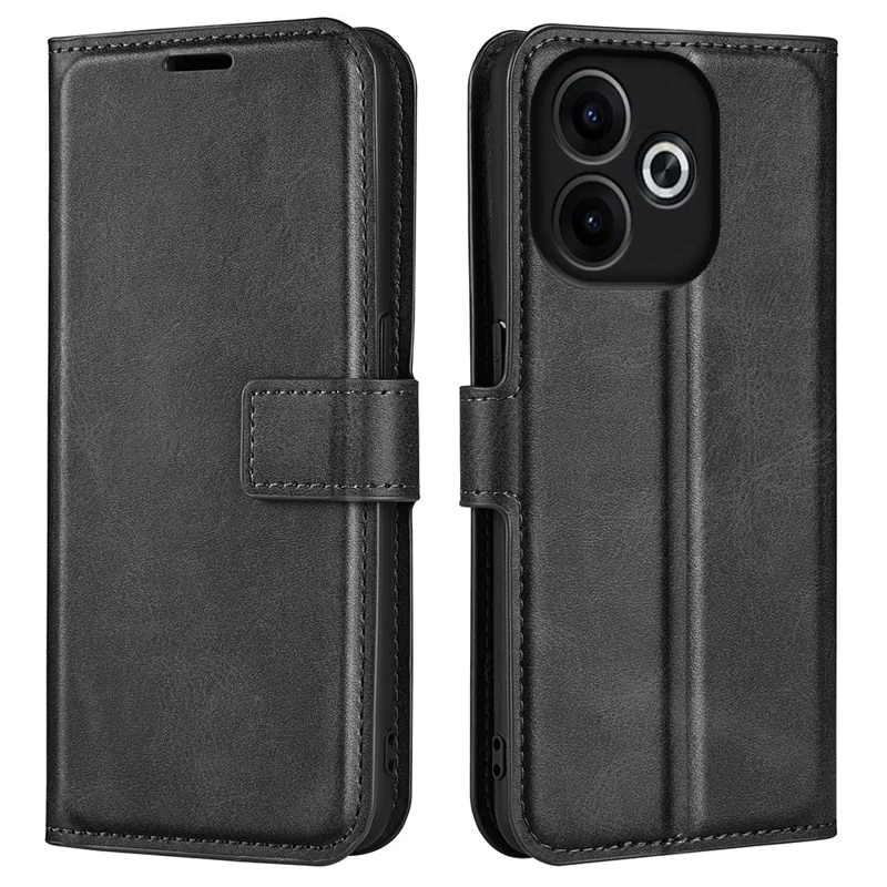 For Oppo A5 Pro 4G (Global) / 5G (Global) / A5 Energy 5G (China) Stand Case Anti-Scratch Calf Texture Leather Phone Cover - Black