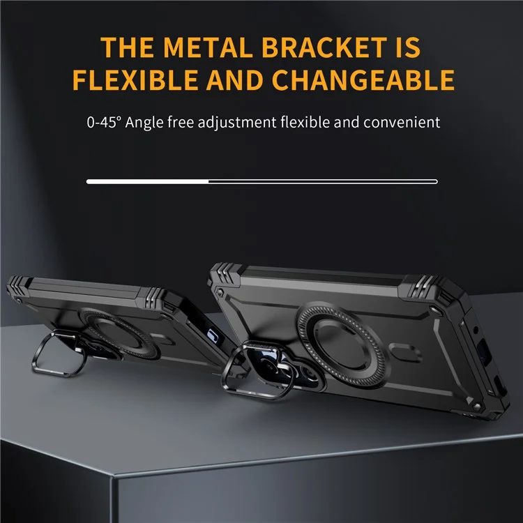 Capa para Samsung Galaxy A16 4G / 5G - Estojo Magnético com Suporte e Proteção de Lente, Capinha Antichoque em PC + TPU - Preto
