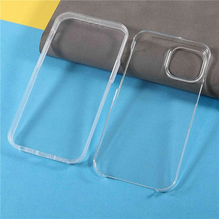 Detachable 2-in-1 Phone Case for iPhone 14, PET Screen Protector + TPU + Acrylic Full Protection Shockproof Cover