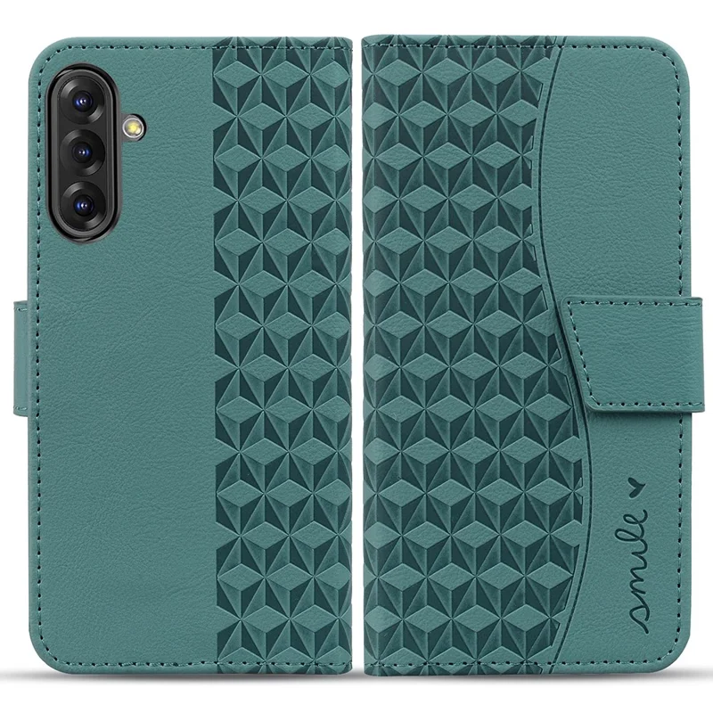 Voor Samsung Galaxy A56 5G hoesje met ruitpatroon Lederen portemonnee telefoonhoes - Groen