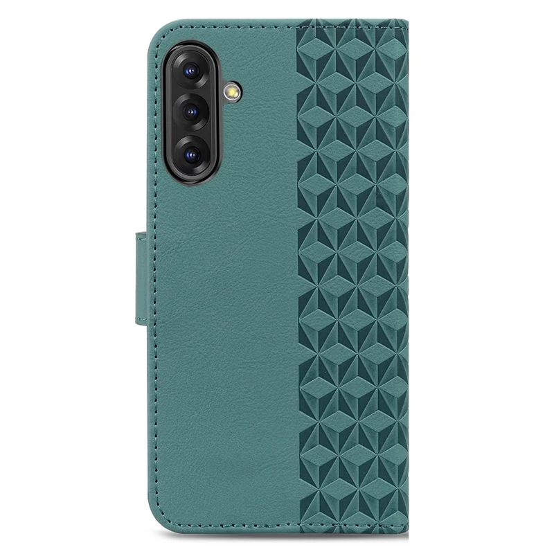 Voor Samsung Galaxy A56 5G hoesje met ruitpatroon Lederen portemonnee telefoonhoes - Groen