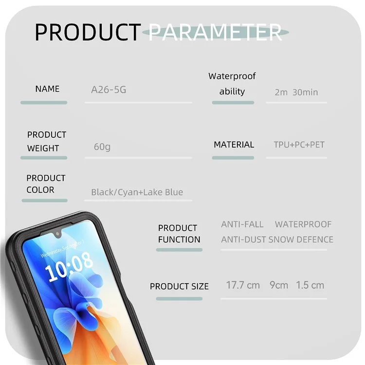 Чехол REDPEPPER A Series для Samsung Galaxy A26 5G, IP68, прозрачный, водонепроницаемый