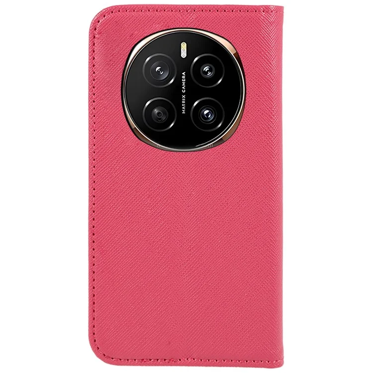 Cover per Honor Magic7 Pro 5G con Texture a Croce in Pelle, Cover per Telefono con Chiusura Magnetica Nascosta - Rosa