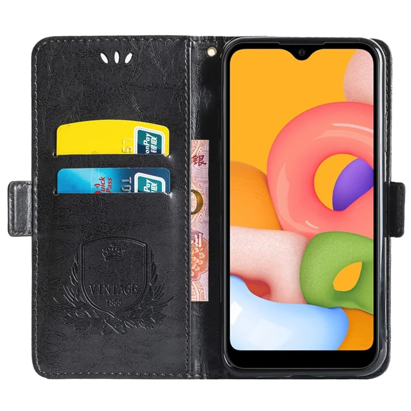 For Samsung Galaxy S25 Edge Leather Case Flower Imprint Wallet Phone Cover with Side Buckle - Black