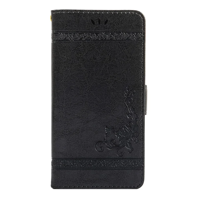 For Samsung Galaxy S25 Edge Leather Case Flower Imprint Wallet Phone Cover with Side Buckle - Black