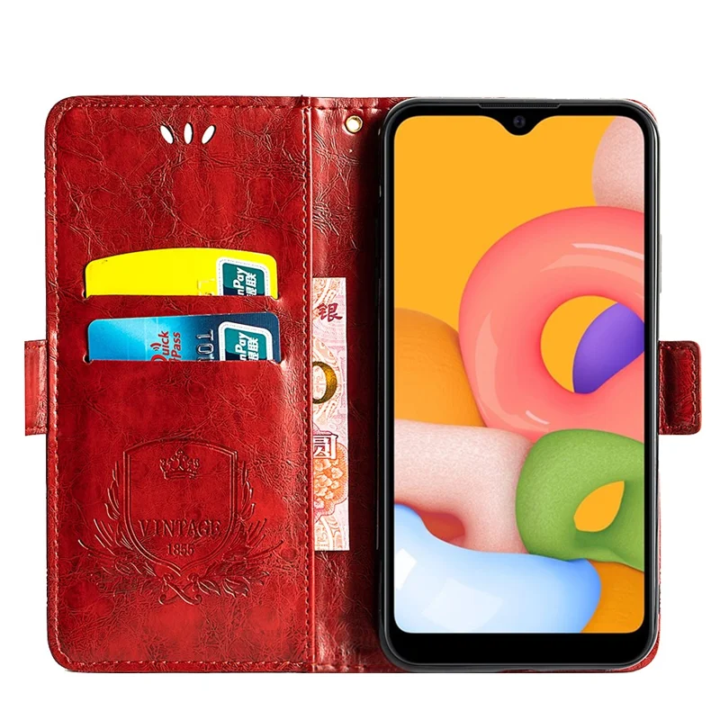 For Samsung Galaxy S25 Edge Leather Case Flower Imprint Wallet Phone Cover with Side Buckle - Red