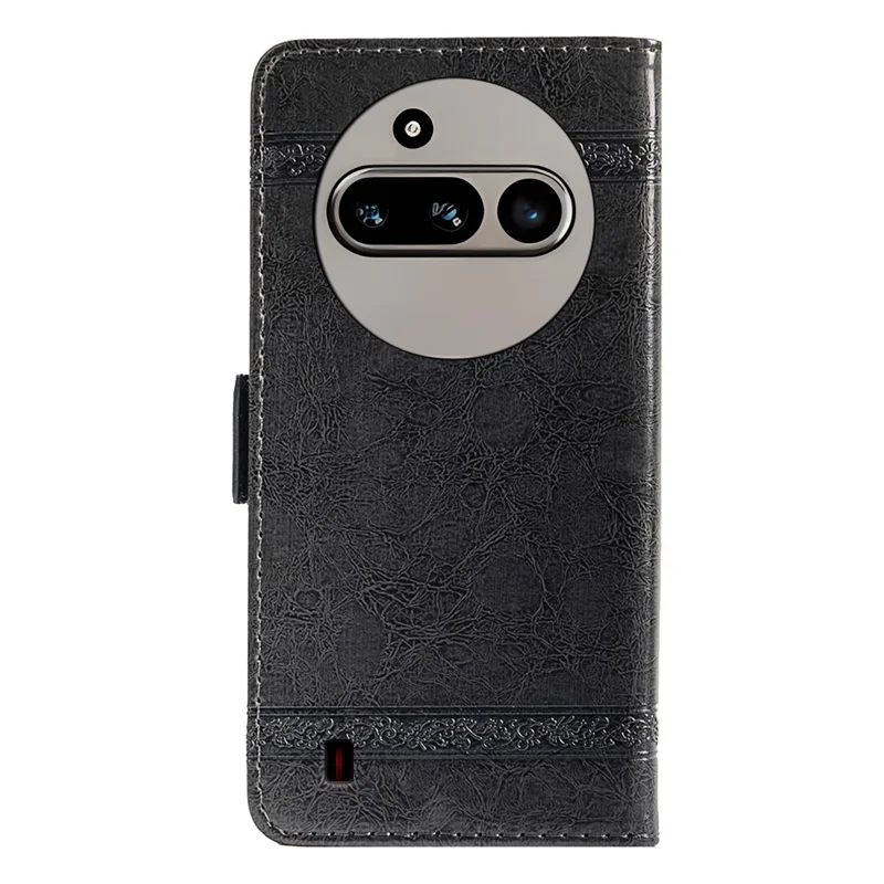 For Nothing Phone (3a) Leather Case Flower Imprint Wallet Phone Cover with Side Buckle - Black