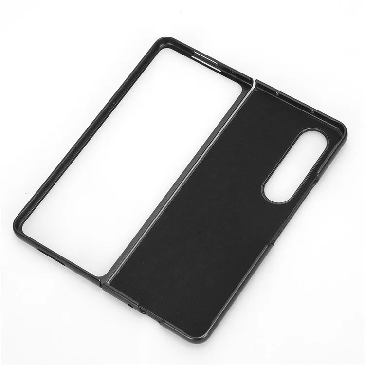 Para Samsung Galaxy Z Fold4 5G Retro Texture PU Leather + Hard PC Shell Shockproof Anti-Scratch Phone Cover com Suporte para Caneta - Preto