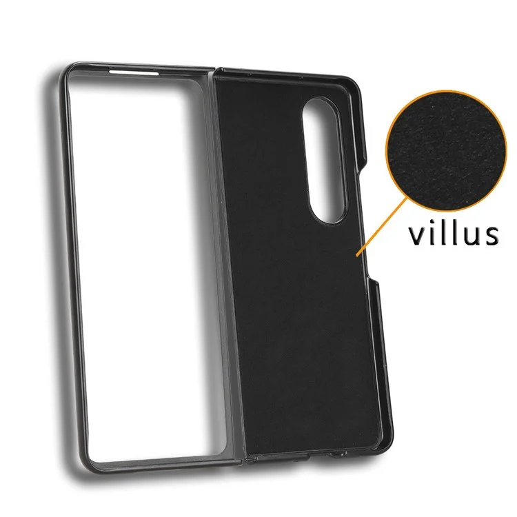 Para Samsung Galaxy Z Fold4 5G Retro Texture PU Leather + Hard PC Shell Shockproof Anti-Scratch Phone Cover com Suporte para Caneta - Preto