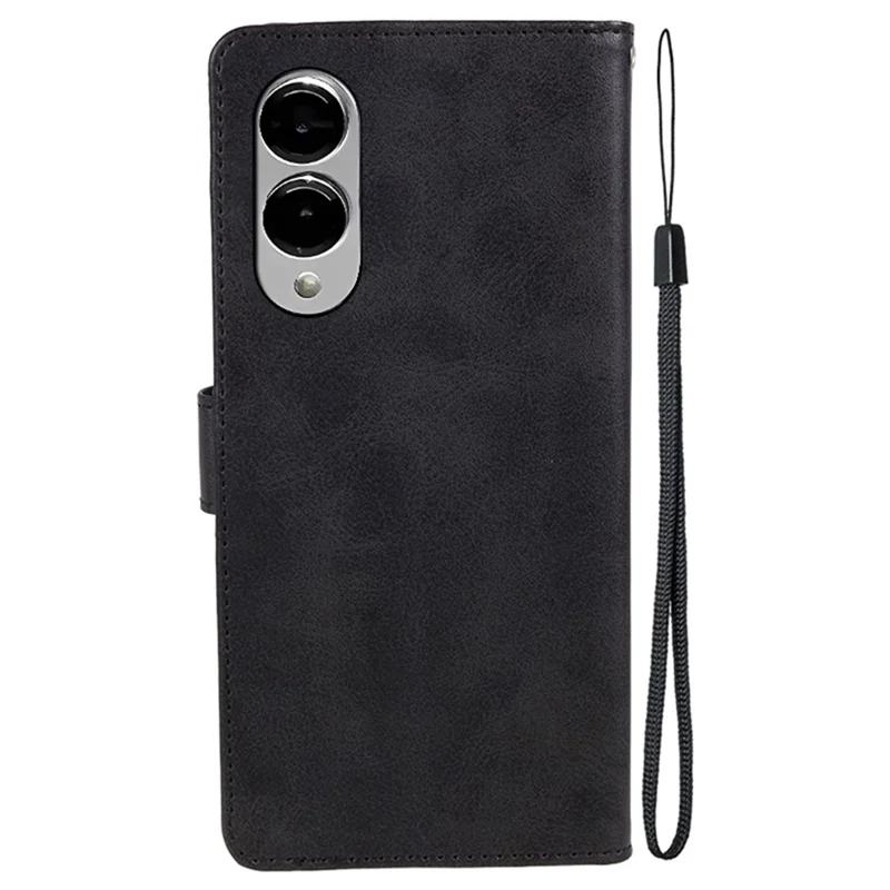 Per Samsung Galaxy S25 Edge Custodia in pelle PU Custodia protettiva per telefono Texture vitello - Nero