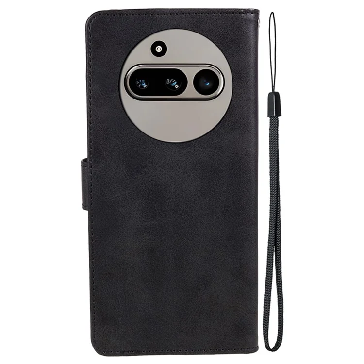 Cover per Nothing Phone (3a) in Pelle PU con Portafoglio, Protezione con Texture di Vitello - Nero