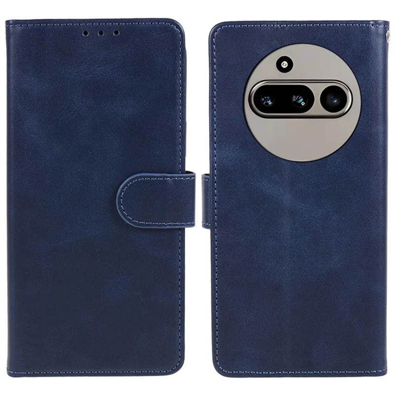 For Nothing Phone (3a) Case PU Leather Wallet Protective Phone Cover Calf Texture - Blue