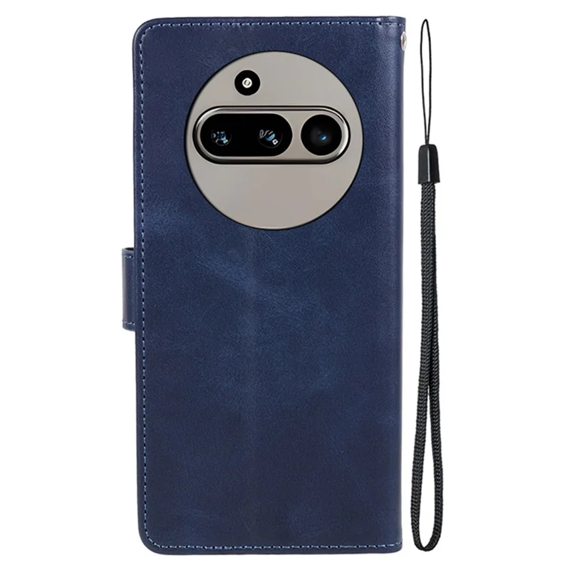 For Nothing Phone (3a) Case PU Leather Wallet Protective Phone Cover Calf Texture - Blue
