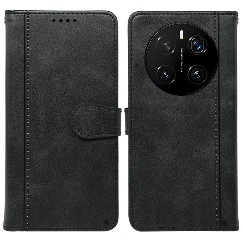 For Honor Magic7 5G Case Calf Texture Leather Stand Book Style Phone Cover - Black