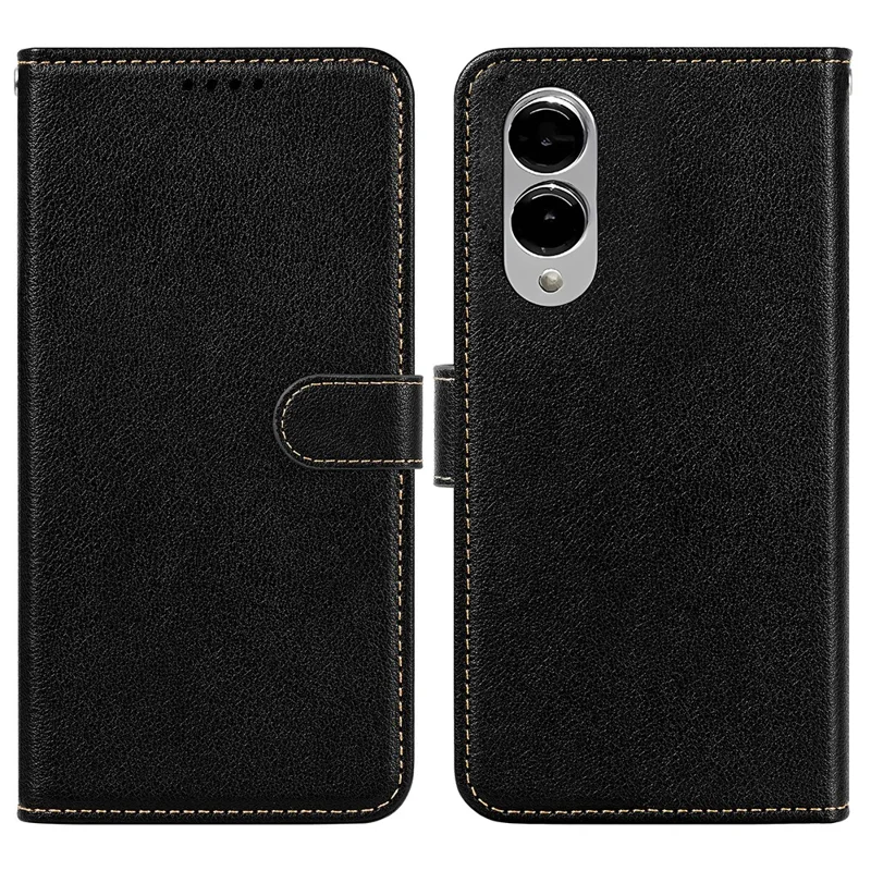 Voor Samsung Galaxy S25 Edge Leren Hoesje Litchi Structuur Portemonnee RFID Blokkerende Telefoonhoes - Zwart