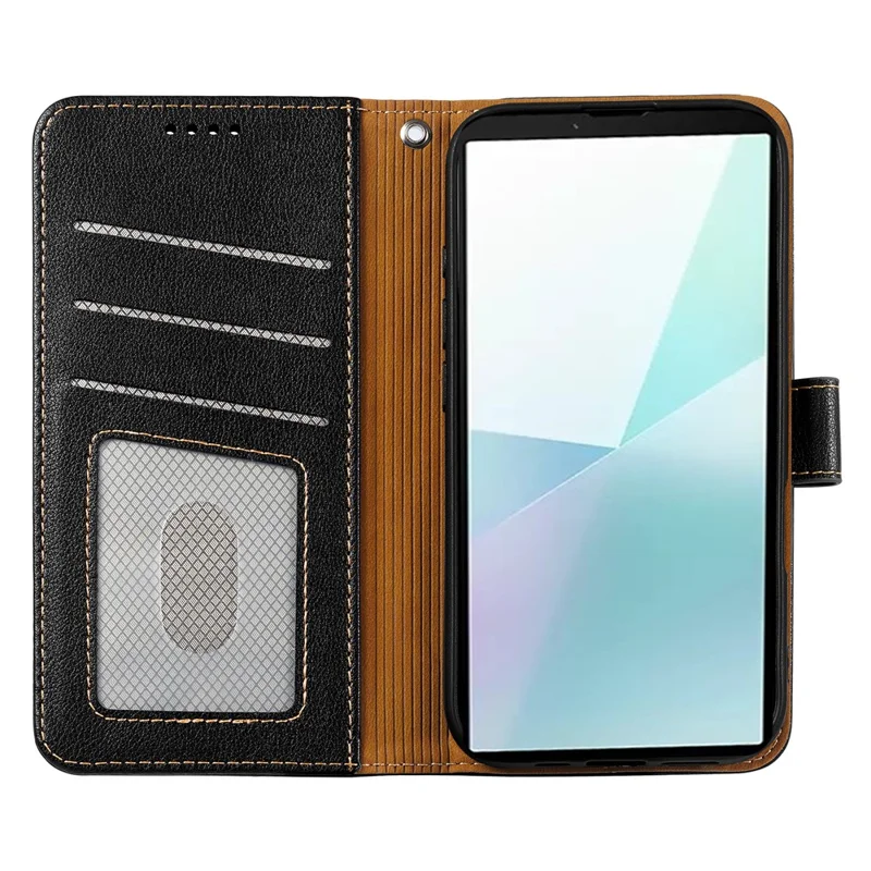 Voor Samsung Galaxy S25 Edge Leren Hoesje Litchi Structuur Portemonnee RFID Blokkerende Telefoonhoes - Zwart