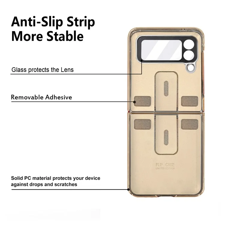 Для Samsung Galaxy Z Flip4 5g PU Leather + Hard PC Chase Case Rombus Отпечатанное Держатель Кольца Kickstend Complative Cover с Маленькой Экраном - Черный