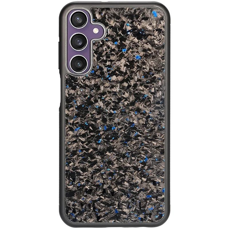 For Samsung Galaxy S24 FE Magnetic Case Forged Texture Aramid Fiber+TPU Anti-Slip Phone Cover - Blue